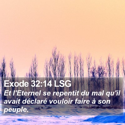 Exode 32:14 LSG Bible Verse Image