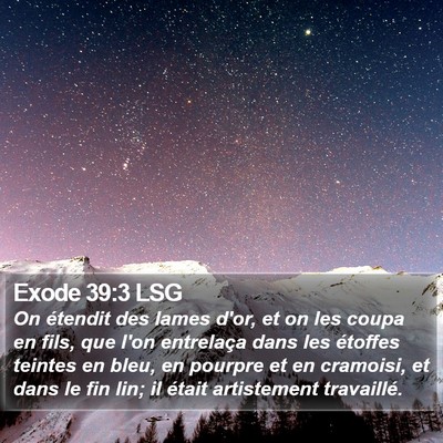 Exode 39:3 LSG Bible Verse Image