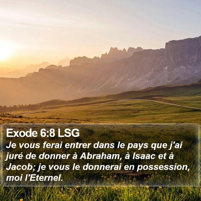 Exode 6:8 LSG Bible Verse Image