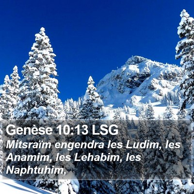 Genèse 10:13 LSG Bible Verse Image