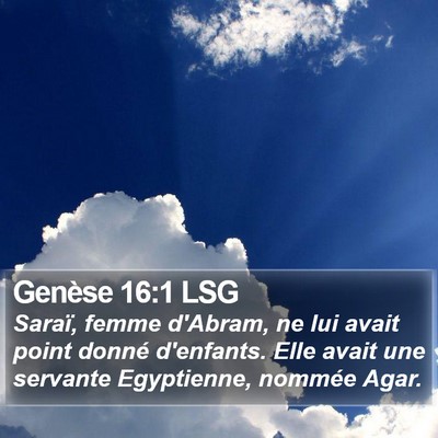 Genèse 16:1 LSG Bible Verse Image