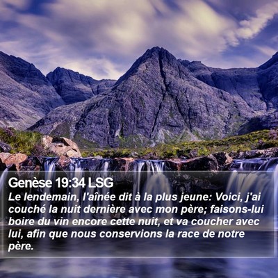 Genèse 19:34 LSG Bible Verse Image