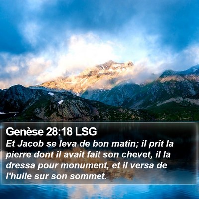 Genèse 28:18 LSG Bible Verse Image