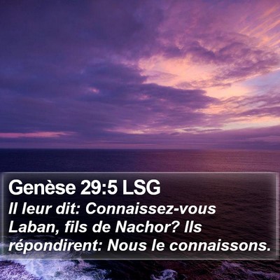 Genèse 29:5 LSG Bible Verse Image