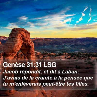 Genèse 31:31 LSG Bible Verse Image