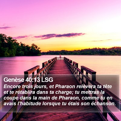 Genèse 40:13 LSG Bible Verse Image