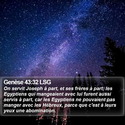 Genèse 43:32 LSG Bible Verse Image