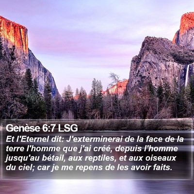 Genèse 6:7 LSG Bible Verse Image