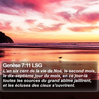 Genèse 7:11 LSG Bible Verse Image