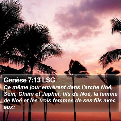 Genèse 7:13 LSG Bible Verse Image