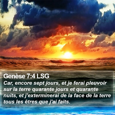 Genèse 7:4 LSG Bible Verse Image