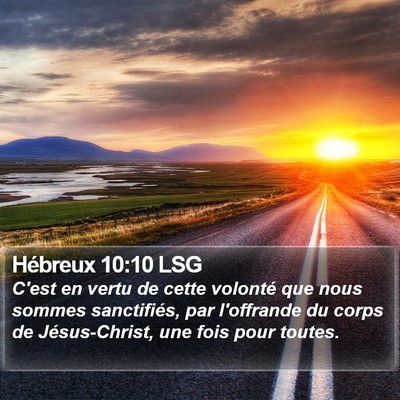 Hébreux 10:10 LSG Bible Verse Image