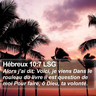 Hébreux 10:7 LSG Bible Verse Image