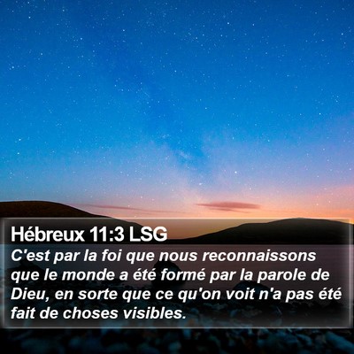 Hébreux 11:3 LSG Bible Verse Image