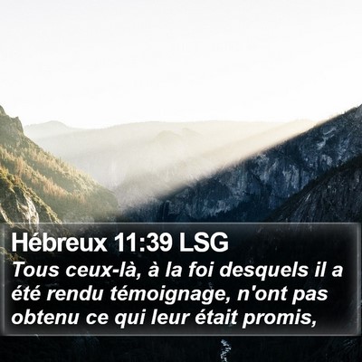 Hébreux 11:39 LSG Bible Verse Image