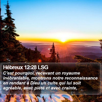Hébreux 12:28 LSG Bible Verse Image