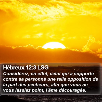 Hébreux 12:3 LSG Bible Verse Image