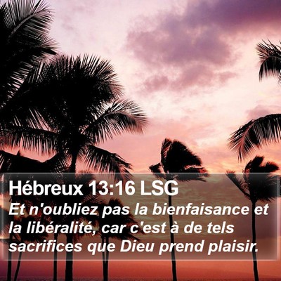 Hébreux 13:16 LSG Bible Verse Image