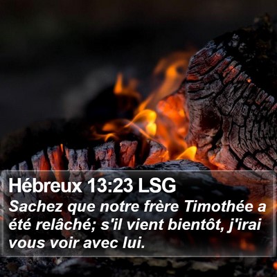 Hébreux 13:23 LSG Bible Verse Image