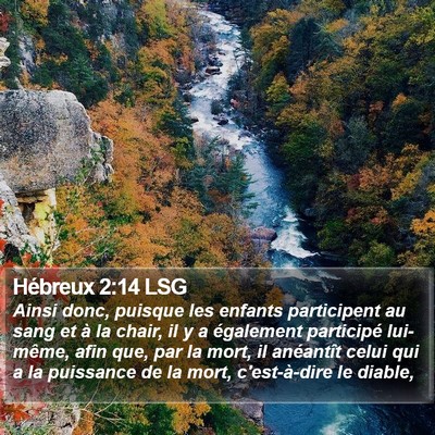 Hébreux 2:14 LSG Bible Verse Image