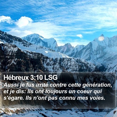 Hébreux 3:10 LSG Bible Verse Image