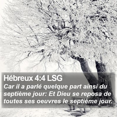 Hébreux 4:4 LSG Bible Verse Image