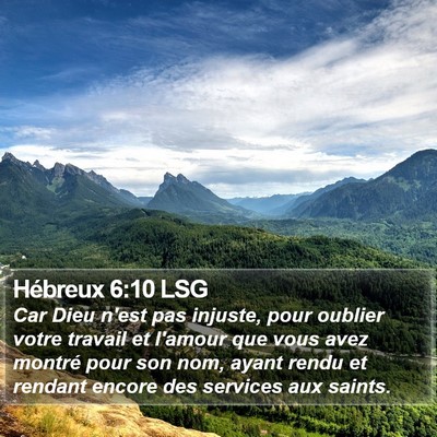 Hébreux 6:10 LSG Bible Verse Image