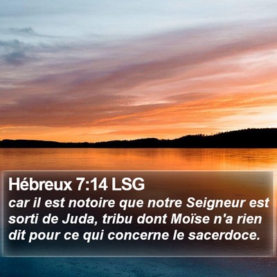Hébreux 7:14 LSG Bible Verse Image