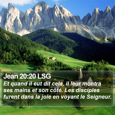 Jean 20:20 LSG Bible Verse Image