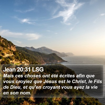 Jean 20:31 LSG Bible Verse Image