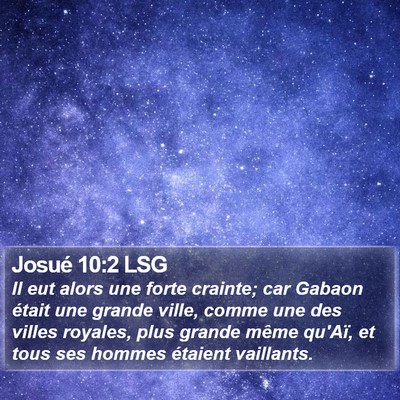 Josué 10:2 LSG Bible Verse Image