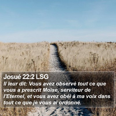 Josué 22:2 LSG Bible Verse Image