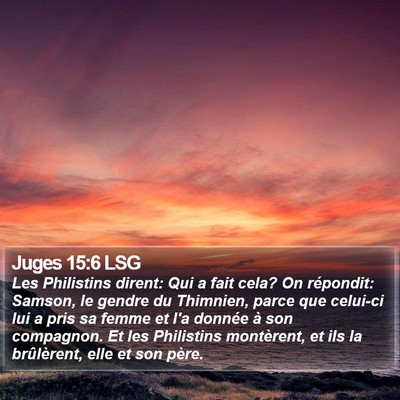 Juges 15:6 LSG Bible Verse Image