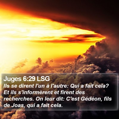 Juges 6:29 LSG Bible Verse Image