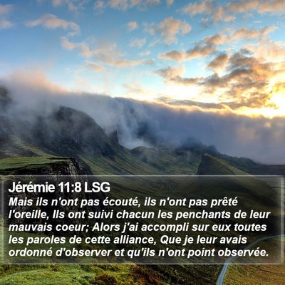 Jérémie 11:8 LSG Bible Verse Image