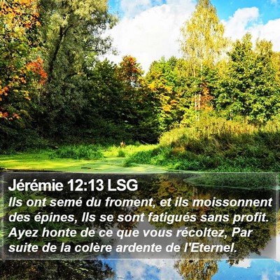 Jérémie 12:13 LSG Bible Verse Image