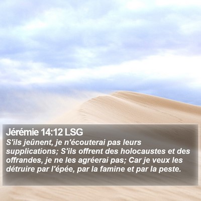 Jérémie 14:12 LSG Bible Verse Image