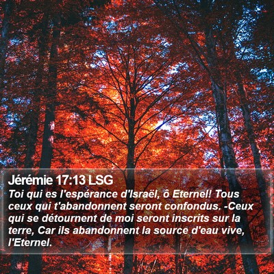 Jérémie 17:13 LSG Bible Verse Image