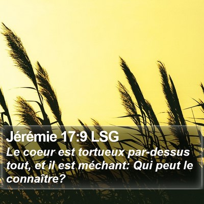 Jérémie 17:9 LSG Bible Verse Image