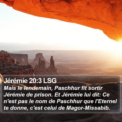Jérémie 20:3 LSG Bible Verse Image
