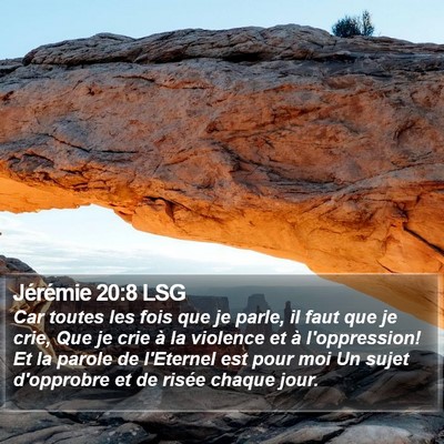 Jérémie 20:8 LSG Bible Verse Image