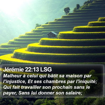 Jérémie 22:13 LSG Bible Verse Image