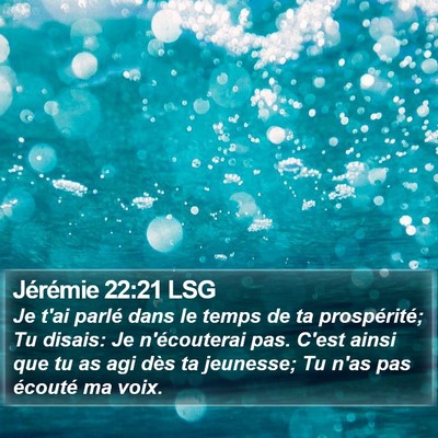 Jérémie 22:21 LSG Bible Verse Image
