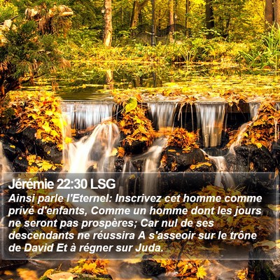 Jérémie 22:30 LSG Bible Verse Image