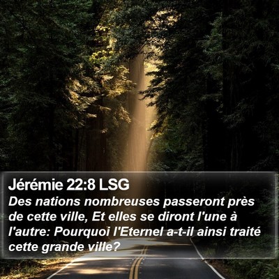 Jérémie 22:8 LSG Bible Verse Image