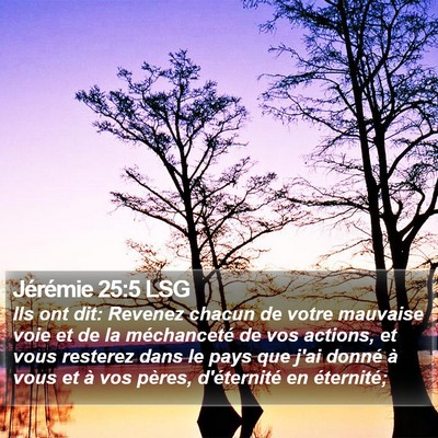 Jérémie 25:5 LSG Bible Verse Image