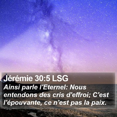 Jérémie 30:5 LSG Bible Verse Image