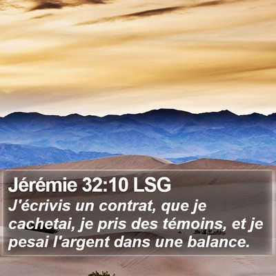 Jérémie 32:10 LSG Bible Verse Image