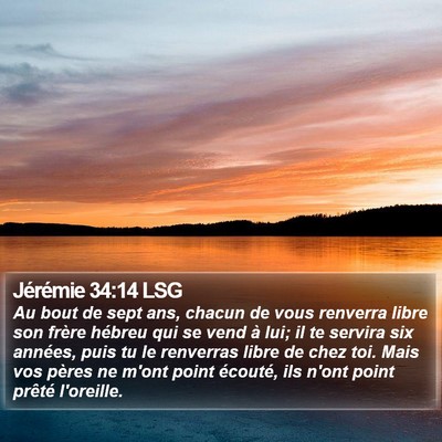 Jérémie 34:14 LSG Bible Verse Image