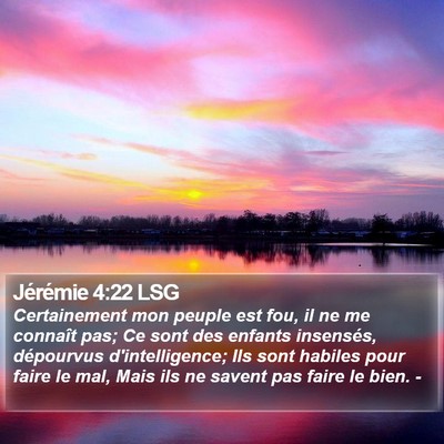 Jérémie 4:22 LSG Bible Verse Image
